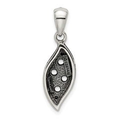 Sterling Silver Antiqued w/14k 4-stone w/Diamond Mother's Pendant - 11