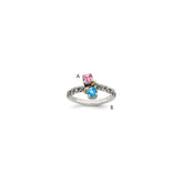 Sterling Silver Antiqued w/14k 2-stone Mother's Ring - 9