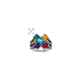 Sterling Silver Antiqued w/14k 5-stone Mother's Ring - 27