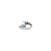 Sterling Silver Antiqued w/14k 2-stone w/Diamond Mother's Ring - 18