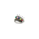 Sterling Silver Antiqued w/14k 5-stone Mother's Ring - 25