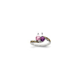 Sterling Silver Antiqued w/14k 2-stone Mother's Ring - 26