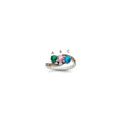 Sterling Silver Antiqued w/14k 3-stone Mother's Ring Mounting - 41