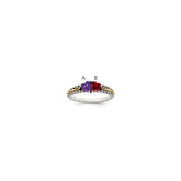 Sterling Silver Antiqued w/14k 2-stone Mother's Ring - 30