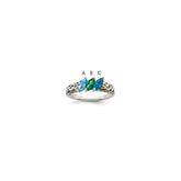 Sterling Silver Antiqued w/14k 3-stone Mother's Ring - 38