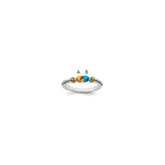 Sterling Silver Antiqued w/14k 2-stone w/Diamond Mother's Ring - 80