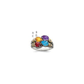 Sterling Silver Antiqued w/14k 4-stone w/Diamond Mother's Ring - 87