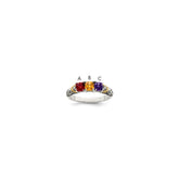 Sterling Silver Antiqued w/14k 3-stone w/Diamond Mother's Ring Semi-Mount - 17