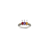 Sterling Silver Antiqued w/14k 3-stone w/Diamond Mother's Ring - 33