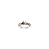 Sterling Silver Antiqued w/14k 2-stone w/Diamond Mother's Ring - 26