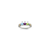 Sterling Silver Antiqued w/14k 3-stone w/Diamond Mother's Ring - 36