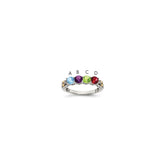 Sterling Silver Antiqued w/14k 4-stone w/Diamond Mother's Ring - 41