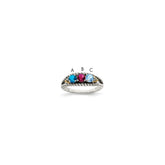 Sterling Silver Antiqued w/14k 3-stone w/Diamond Mother's Ring - 62