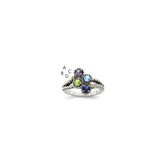 Sterling Silver Antiqued w/14k 4-stone w/Diamond Mother's Ring - 78
