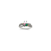 Sterling Silver Antiqued w/14k 2-stone w/Diamond Mother's Ring - 59
