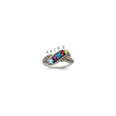 Sterling Silver Antiqued w/14k 5-stone w/Diamond Mother's Ring Semi-Mount - 56