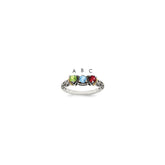 Sterling Silver Antiqued w/14k 3-stone Mother's Ring - 13