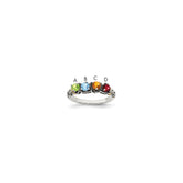 Sterling Silver Antiqued w/14k 4-stone Mother's Ring - 38