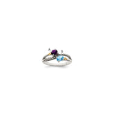 Sterling Silver Antiqued w/14k 2-stone Mother's Ring - 45