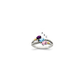 Sterling Silver Antiqued w/14k 3-stone Mother's Ring - 3