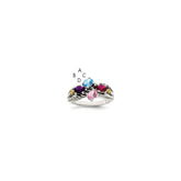 Sterling Silver Antiqued w/14k 4-stone Mother's Ring - 40