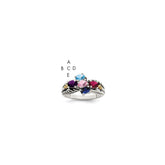 Sterling Silver Antiqued w/14k 5-stone Mother's Ring - 11