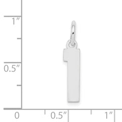Sterling Silver/Rhodium-plated Polished Number 1 Charm - 2