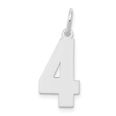 Sterling Silver/Rhodium-plated Polished Number 4 Charm - 4