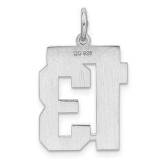 Sterling/Silver Rhodium-plated Polished Number 13 Charm