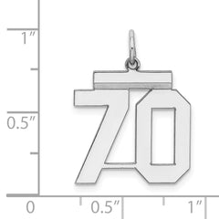 Sterling/Silver Rhodium-plated Polished Number 70 Charm
