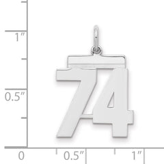 Sterling/Silver Rhodium-plated Polished Number 74 Charm