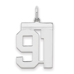 Sterling/Silver Rhodium-plated Polished Number 91 Charm