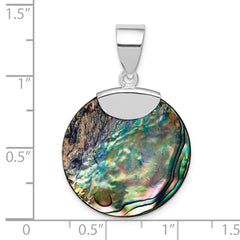 Sterling Silver Rhodium-plated Round Abalone Pendant