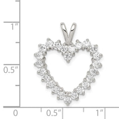 Sterling Silver Rhodium-plated CZ Heart Pendant - 3