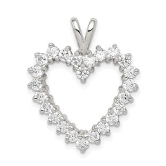 Sterling Silver Rhodium-plated CZ Heart Pendant - 3