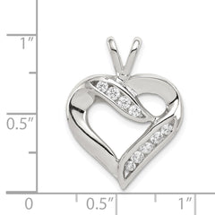 Sterling Silver Rhodium-plated CZ Heart Pendant - 5