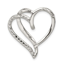 Sterling Silver Rhodium-plated CZ Heart Pendant - 4