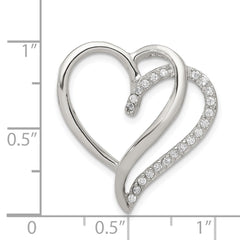 Sterling Silver Rhodium-plated CZ Heart Pendant - 4