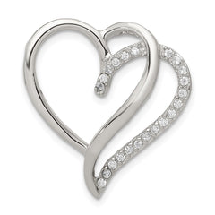 Sterling Silver Rhodium-plated CZ Heart Pendant - 4