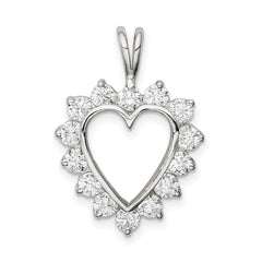 Sterling Silver Rhodium-plated CZ Heart Pendant - 6