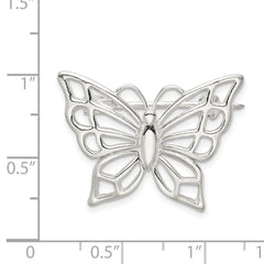 Sterling Silver Polished Butterfly Pin Brooch