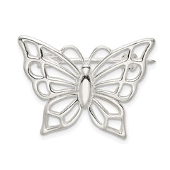 Sterling Silver Polished Butterfly Pin Brooch