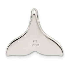 Sterling Silver Rhodium-plated Polished Created Blue Opal Whale Tail Chain Slide