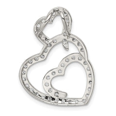 Sterling Silver Rhodium-plated Multi Hearts Clear CZ Slide Pendant