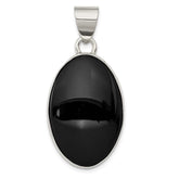 Sterling Silver Rhodium-plated Onyx Polished Oval Pendant