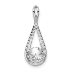 Sterling Silver Rhodium-plated CZ Tear Drop Pendant