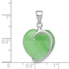 Sterling Silver Green Jade Heart Pendant
