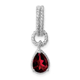 Sterling Garnet Pear Twisted Pendant