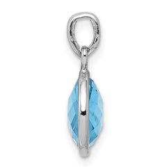 Sterling Silver Rhodium-plated Blue Topaz Pendant - 7