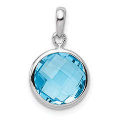 Sterling Silver Rhodium-plated Blue Topaz Pendant - 7